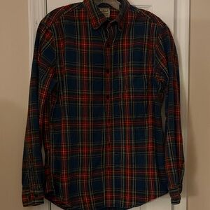 L.L. Bean Flannel Red and Blue Plaid Button Down Shirt